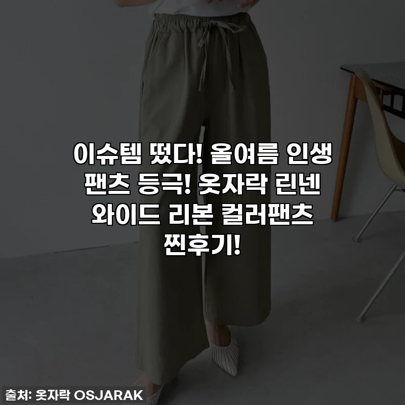 이슈템 떴다! 올여름 인생 팬츠 등극! 옷자락 린넨 와이드 리본 컬러팬츠 찐후기!
