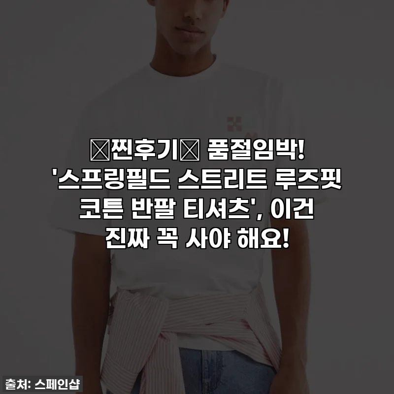 💖찐후기💖 품절임박! '스프링필드 스트리트 루즈핏 코튼 반팔 티셔츠', 이건 진짜 꼭 사야 해요!