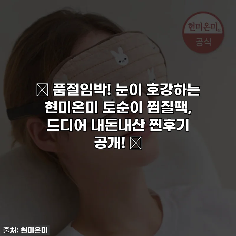 ✨ 품절임박! 눈이 호강하는 현미온미 토순이 찜질팩, 드디어 내돈내산 찐후기 공개! 💖