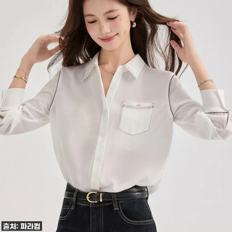 가을 데일리룩 종결! 여성 긴팔 셔츠 관련 이미지 1