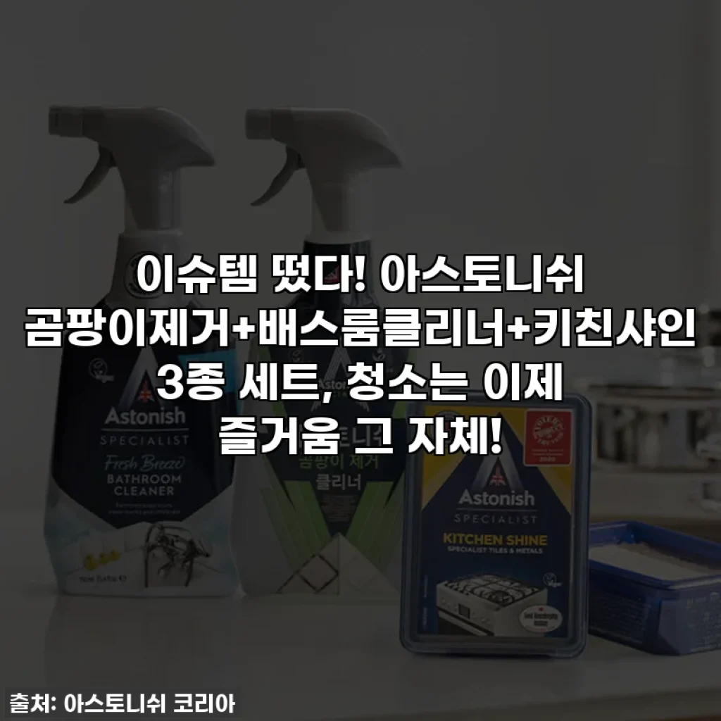 이슈템 떴다! 아스토니쉬 곰팡이제거+배스룸클리너+키친샤인 3종 세트, 청소는 이제 즐거움 그 자체!