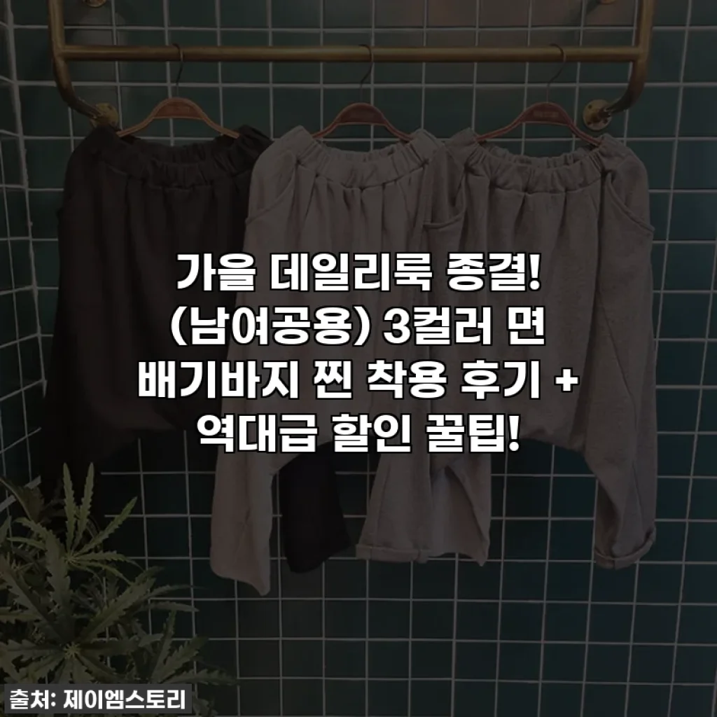 가을 데일리룩 종결! (남여공용) 3컬러 면 배기바지 찐 착용 후기 + 역대급 할인 꿀팁!
