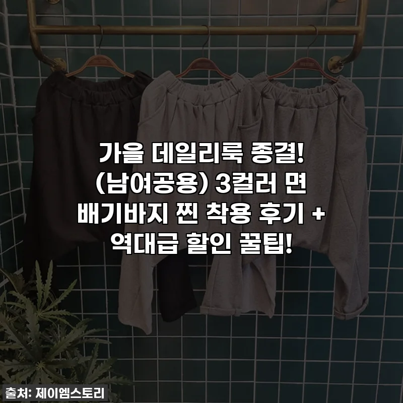 가을 데일리룩 종결! (남여공용) 3컬러 면 배기바지 찐 착용 후기 + 역대급 할인 꿀팁!
