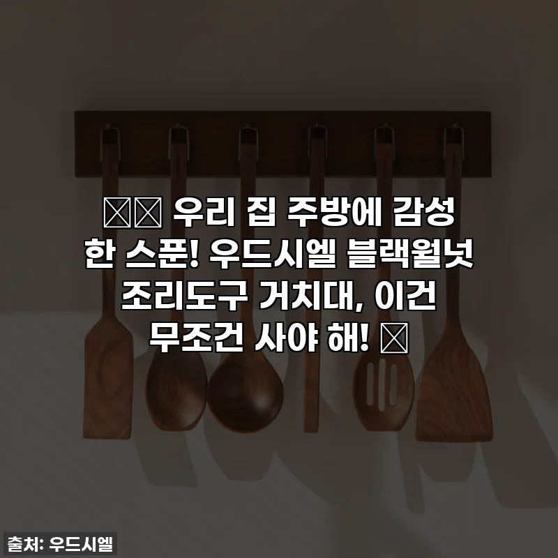 ✨️ 우리 집 주방에 감성 한 스푼! 우드시엘 블랙월넛 조리도구 거치대, 이건 무조건 사야 해! 🤩