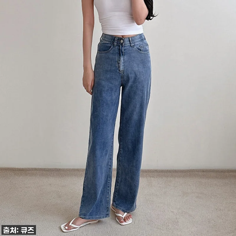여성 여름 청바지 와이드 얇은 스판 관련 이미지 2