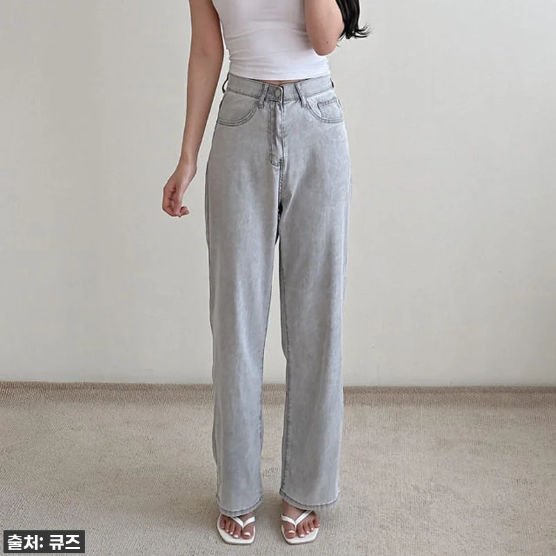 여성 여름 청바지 와이드 얇은 스판 관련 이미지 4