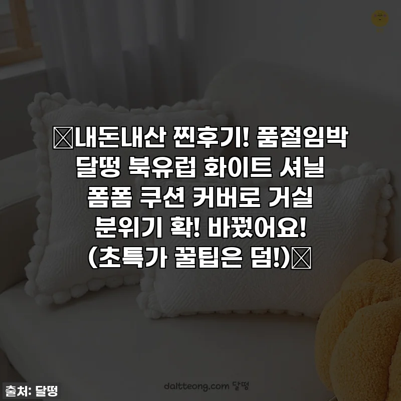 ✨내돈내산 찐후기! 품절임박 달떵 북유럽 화이트 셔닐 폼폼 쿠션 커버로 거실 분위기 확! 바꿨어요! (초특가 꿀팁은 덤!)✨