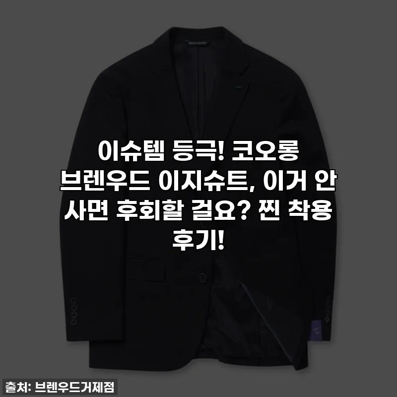 이슈템 등극! 코오롱 브렌우드 이지슈트, 이거 안 사면 후회할 걸요? 찐 착용 후기!