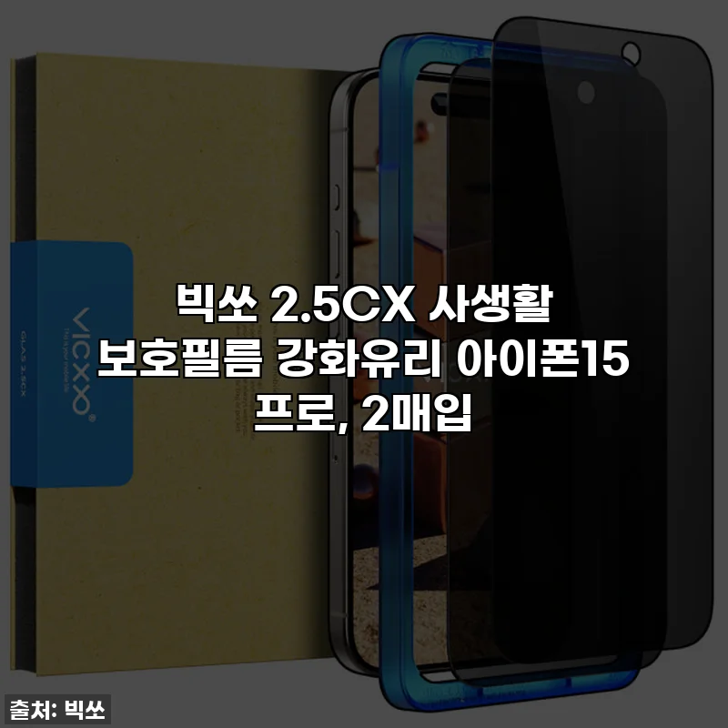 빅쏘 2.5CX 사생활 보호필름 강화유리 아이폰15 프로, 2매입