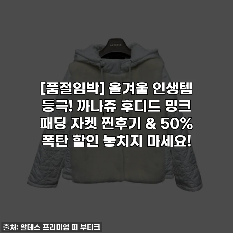[품절임박] 올겨울 인생템 등극! 까나쥬 후디드 밍크 패딩 자켓 찐후기 & 50% 폭탄 할인 놓치지 마세요!