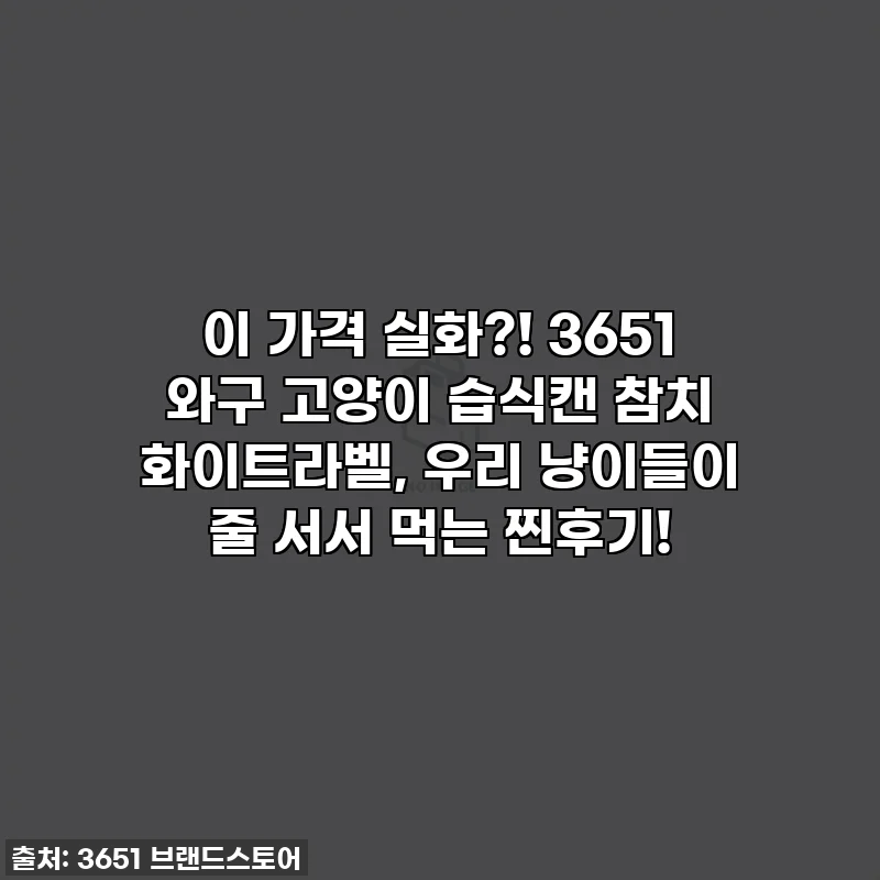이 가격 실화?! 3651 와구 고양이 습식캔 참치 화이트라벨, 우리 냥이들이 줄 서서 먹는 찐후기!
