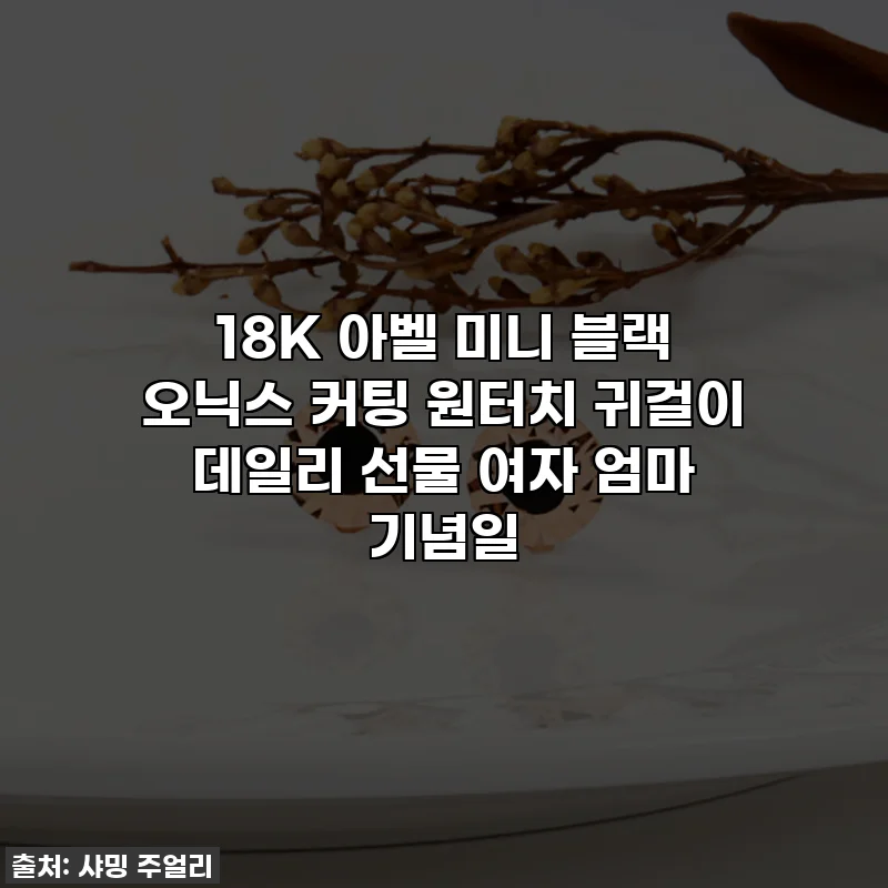 18K 아벨 미니 블랙 오닉스 커팅 원터치 귀걸이 데일리 선물 여자 엄마 기념일