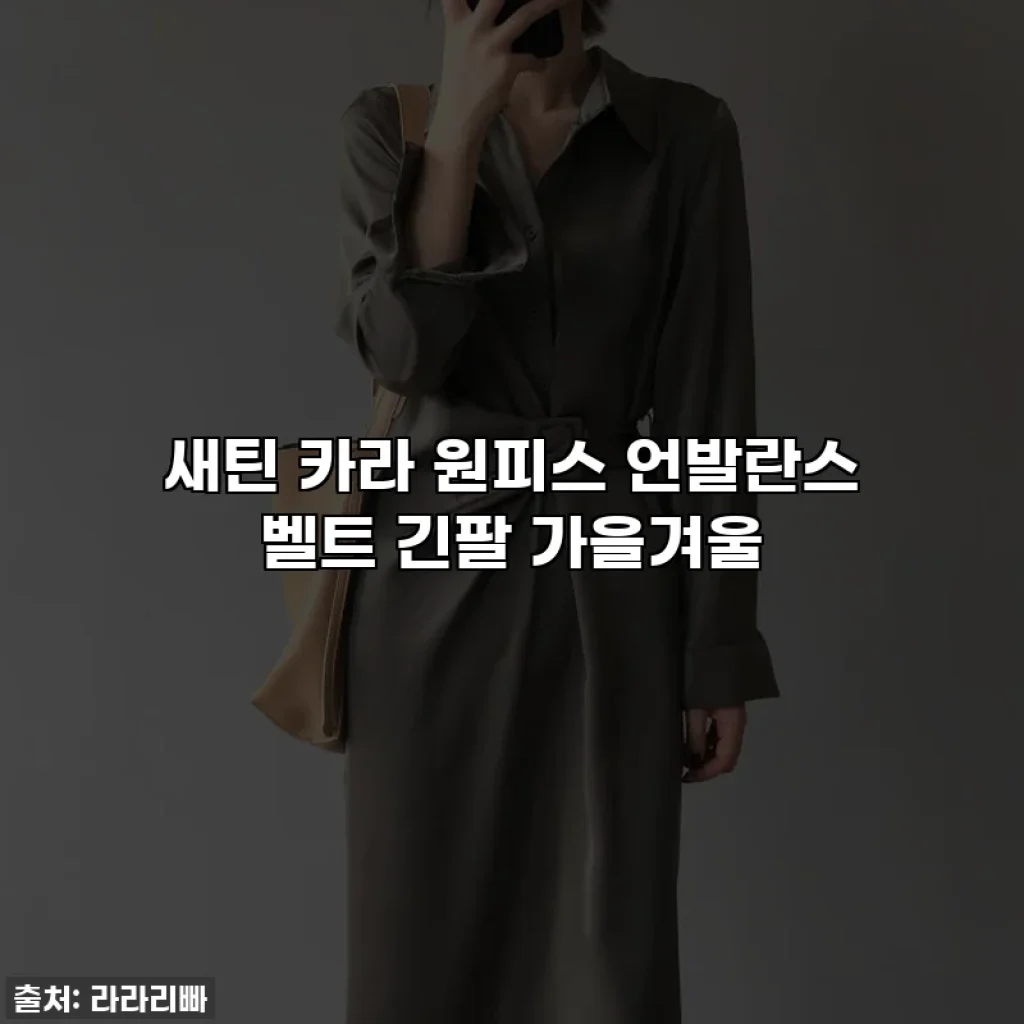 새틴 카라 원피스 언발란스 벨트 긴팔 가을겨울