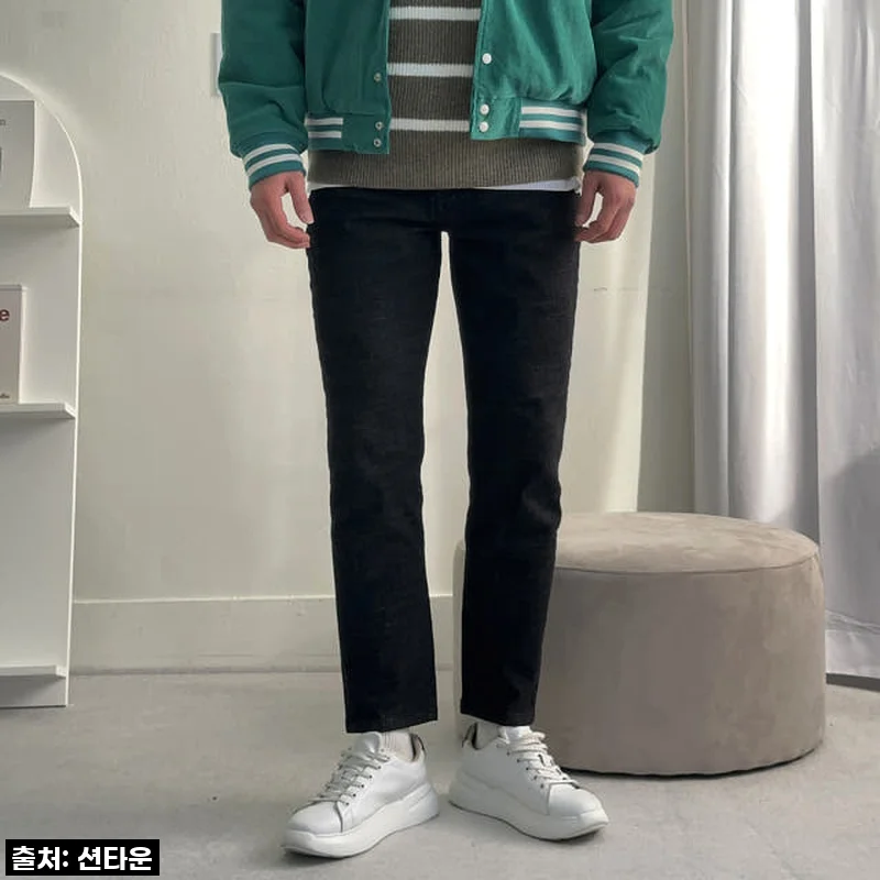 남자청바지 허벅돼 빅사이즈 밴딩 남자 기모 청바지