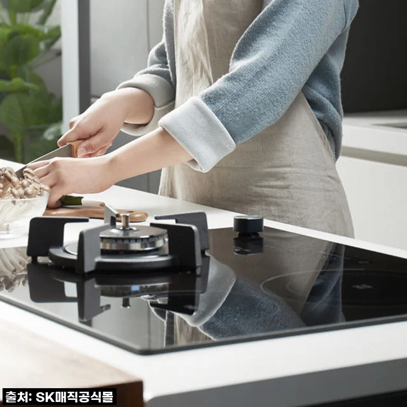 가스연결 방문설치 3구 하이브리드 인덕션 전기 가스쿡탑레인지 ERG5003DNBL LNG