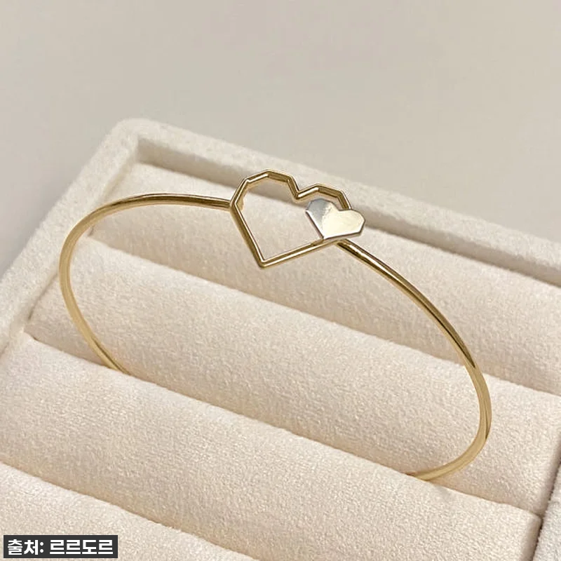 14k 금 링팔찌 파이프 투톤 하트 관련 이미지 1
