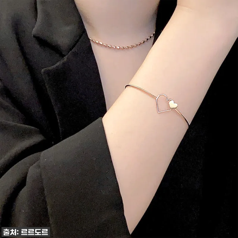 14k 금 링팔찌 파이프 투톤 하트 관련 이미지 4