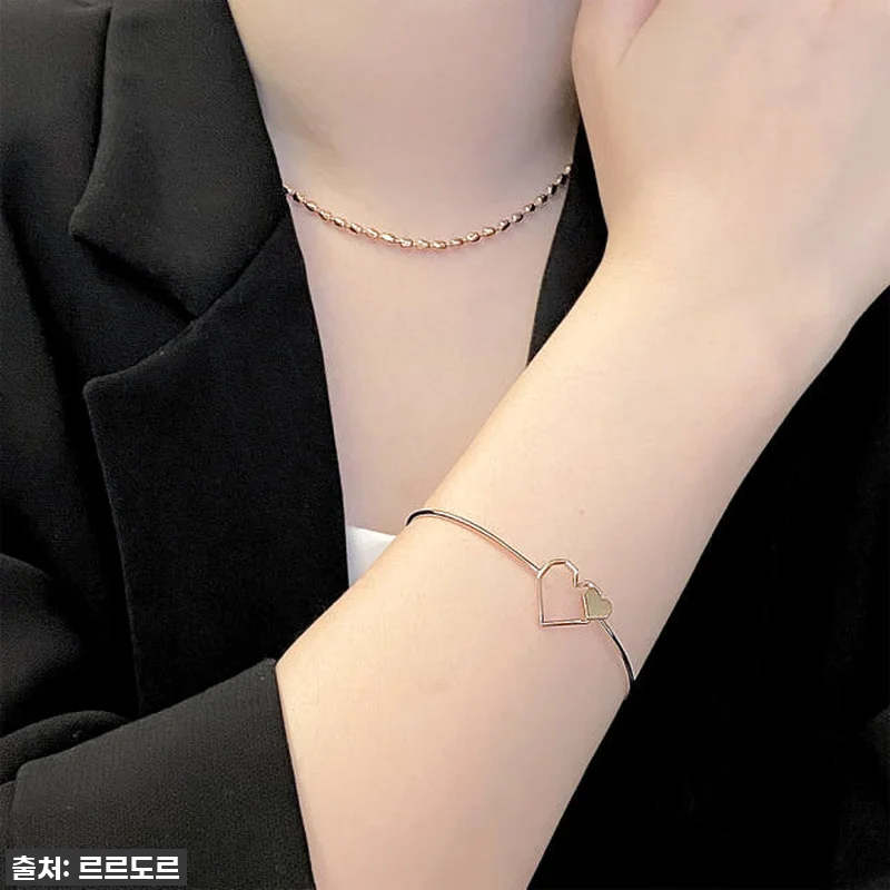 14k 금 링팔찌 파이프 투톤 하트 관련 이미지 7