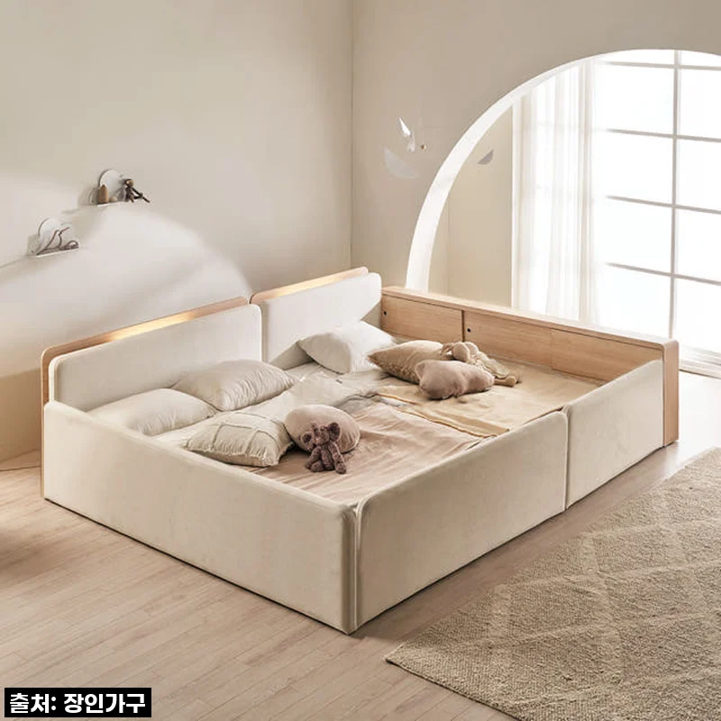 장인가구 하랑 E0 패브릭 슬림헤드 저상형 패밀리침대 SS+SS 수납가드 둥지형 +라텍스탑포켓 사용후기