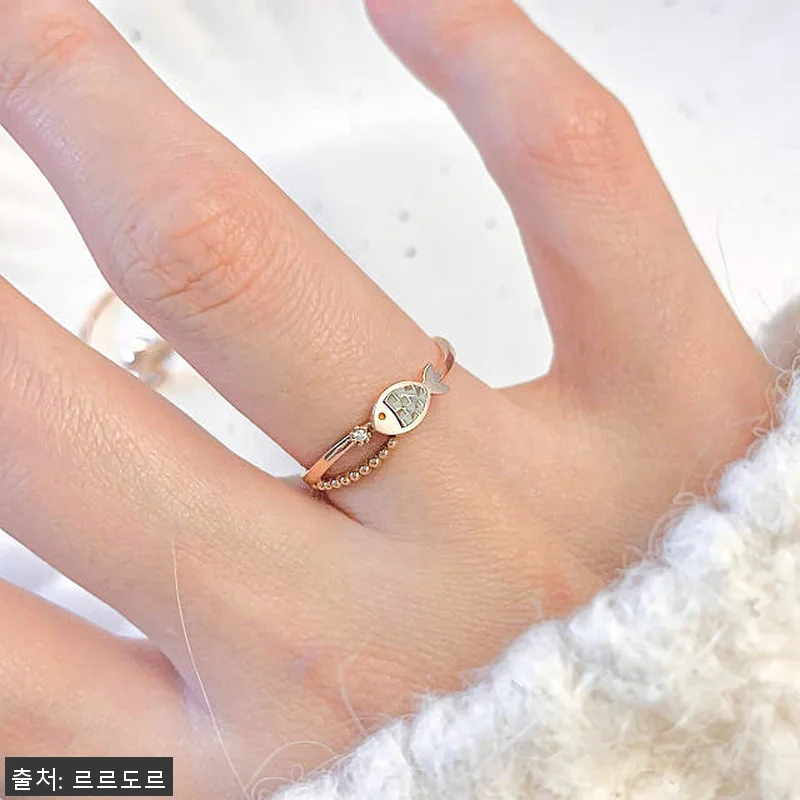 14K 커팅 물고기 반지 투톤 언발 관련 이미지 1