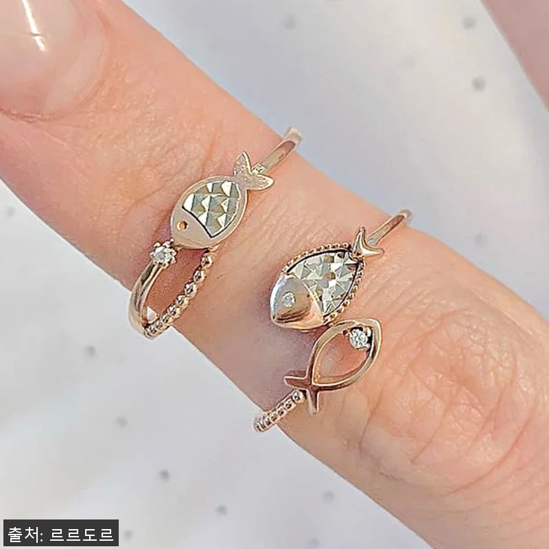 14K 커팅 물고기 반지 투톤 언발 관련 이미지 2