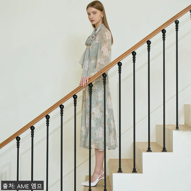 ANASTASIA Mock neck Chiffon Ribbon Tie Flared Dress_Mint Flower 사용후기 10 ANASTASIA Mock neck 관련 이미지 3