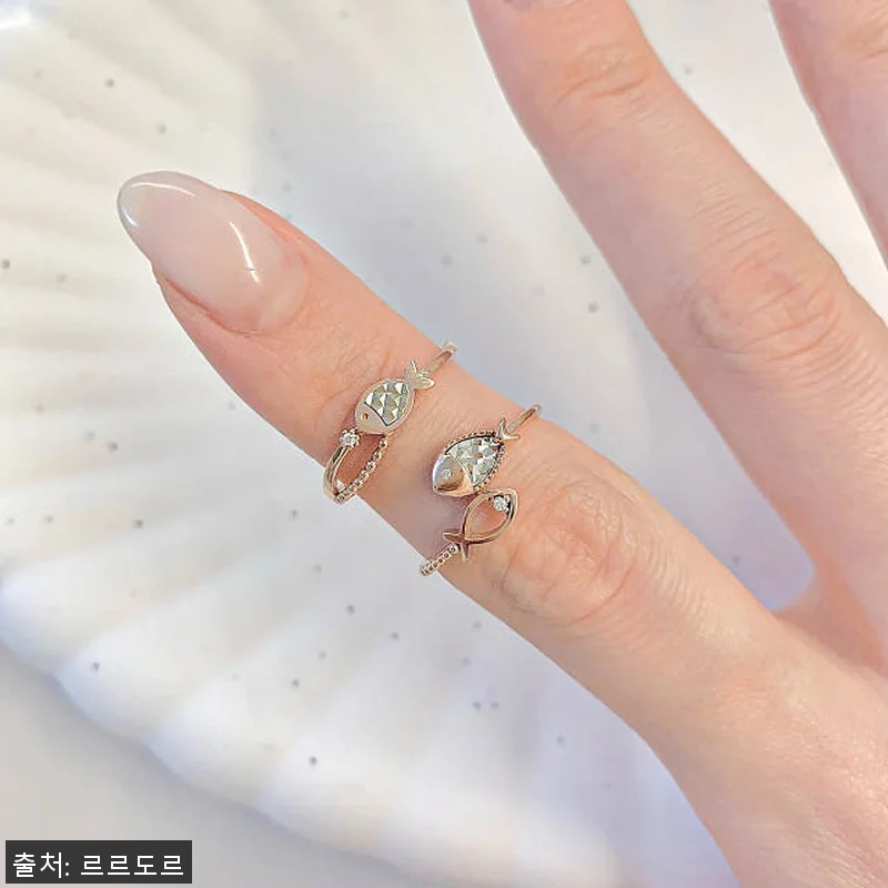 14K 커팅 물고기 반지 투톤 언발 관련 이미지 3