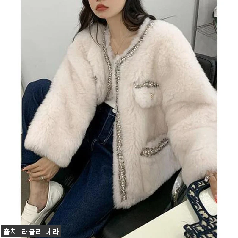 핸드메이드 양모 핑크 하프 테디베어코 관련 이미지 4