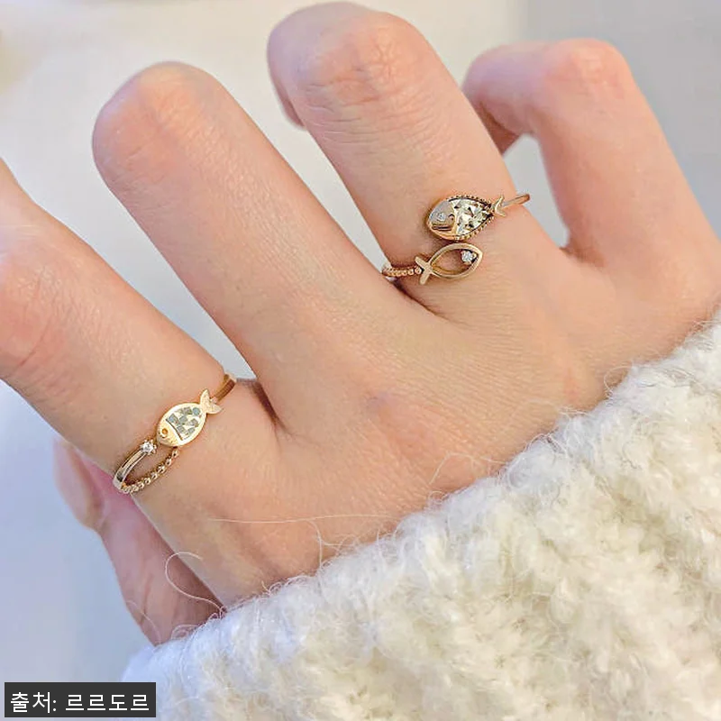 14K 커팅 물고기 반지 투톤 언발 관련 이미지 4