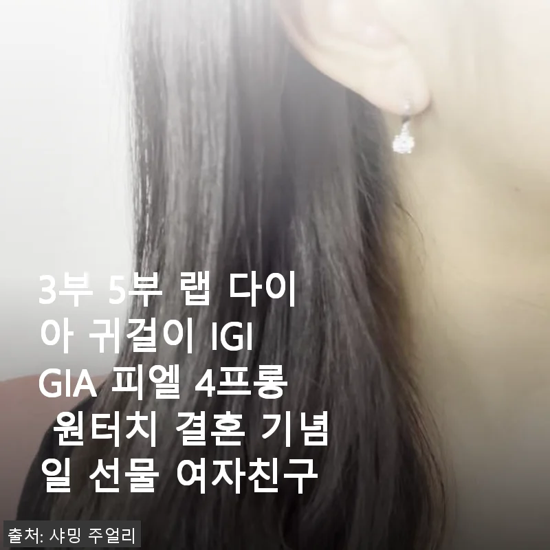 3부 5부 랩 다이아 귀걸이 IGI GIA 피엘 4프롱 원터치 사용후기