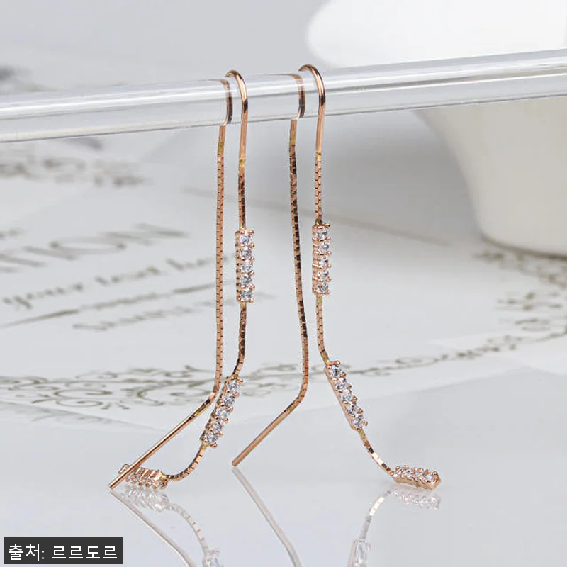 14K 롱 드롭 귀걸이 사용후기: 세 관련 이미지 1