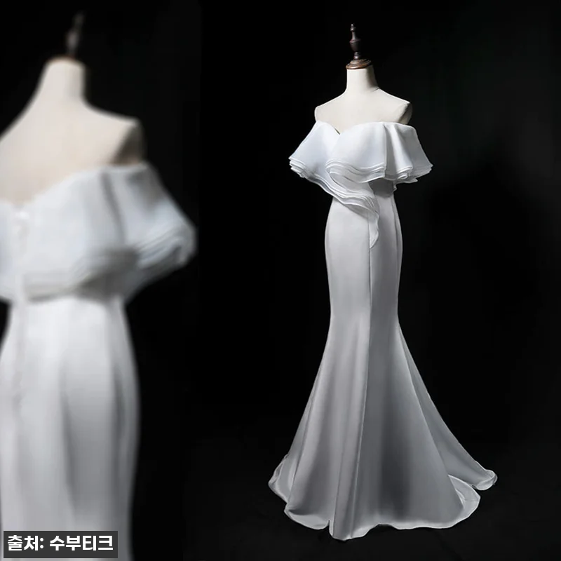 새틴 튜브탑 프릴 스몰웨딩 드레스 사 관련 이미지 1