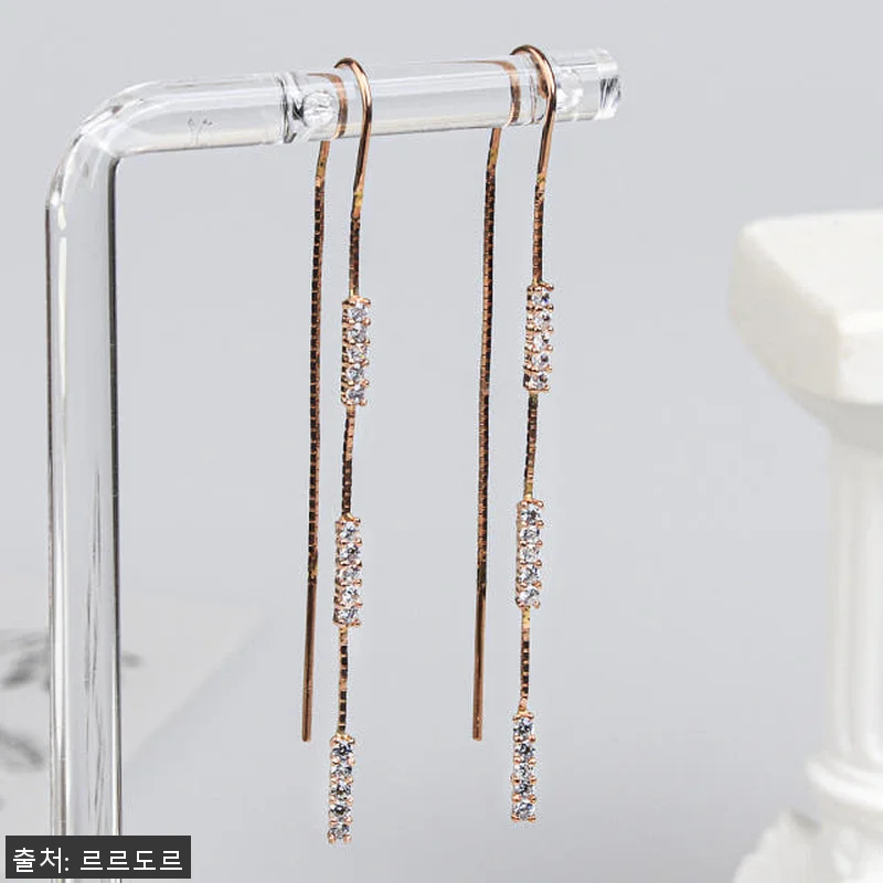 14K 롱 드롭 귀걸이 사용후기: 세 관련 이미지 2