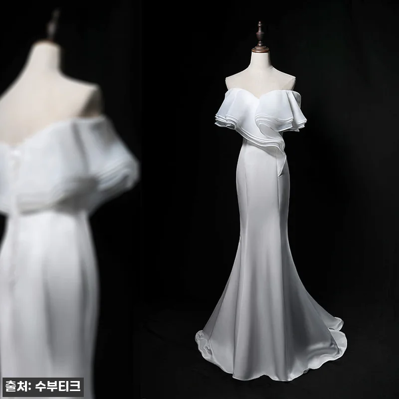 새틴 튜브탑 프릴 스몰웨딩 드레스 사 관련 이미지 2