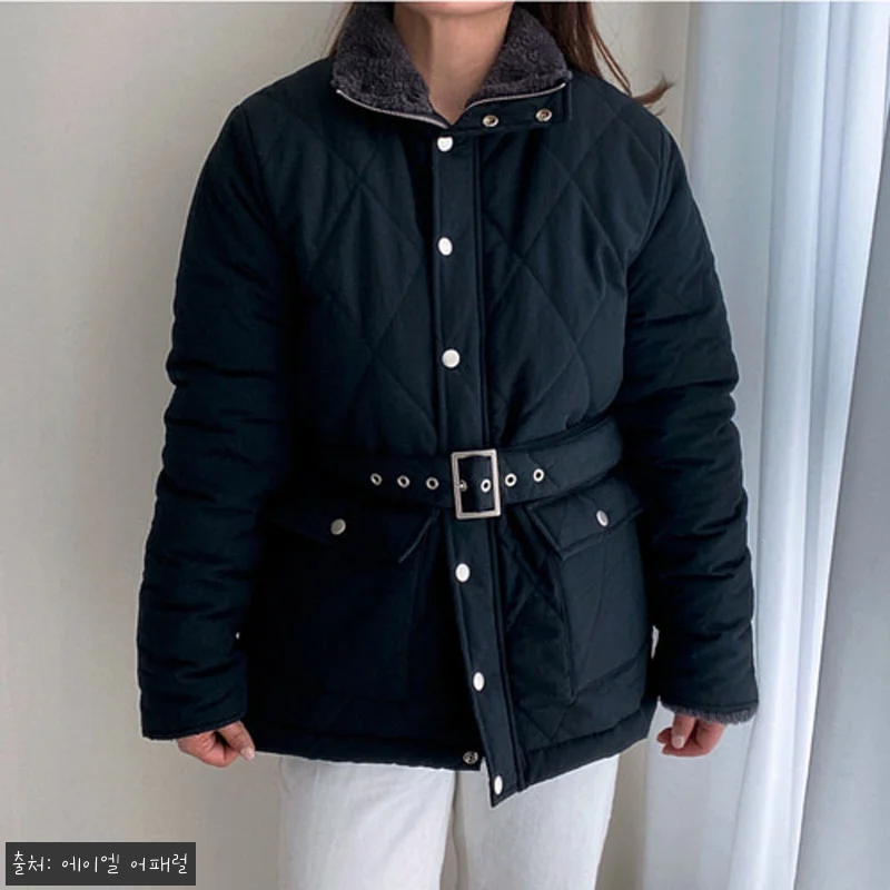 포근 양털 카라 벨트 누빔 퀼팅 패딩 관련 이미지 2