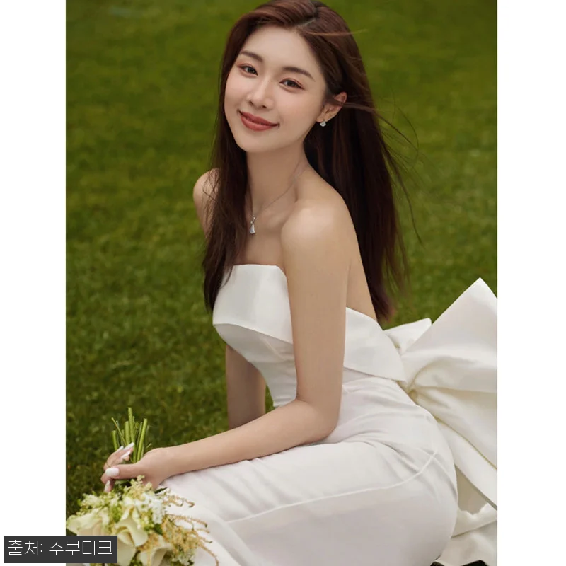 새틴 튜브탑 리본 웨딩스냅촬영 머메이 관련 이미지 3