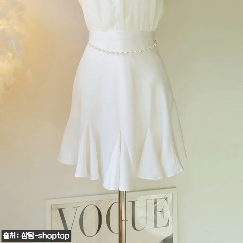 탈부착 진주 체인 새틴 블라우스+스커 관련 이미지 7