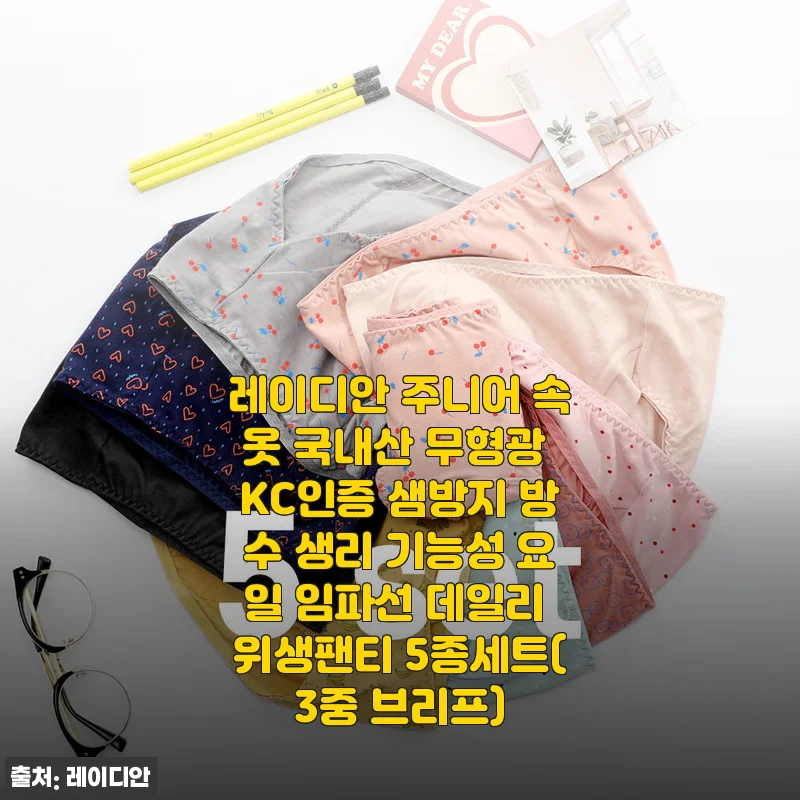 레이디안 주니어 속옷 3중 브리프 5종세트 사용후기