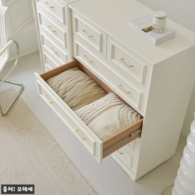 국내생산 웨인스코팅 하온 깊은 서랍장 900x450x1210mm, 5단, 밀크아이보리 202 국내생산 웨인스코팅 하온 깊은 서랍장 관련 이미지 2