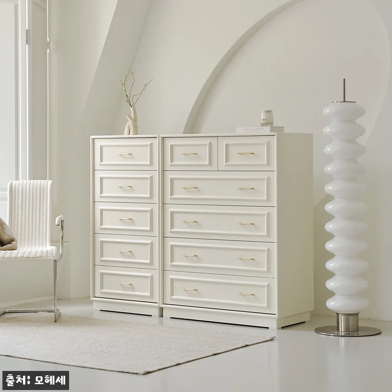 국내생산 웨인스코팅 하온 깊은 서랍장 900x450x1210mm, 5단, 밀크아이보리 205 국내생산 웨인스코팅 하온 깊은 서랍장 관련 이미지 5