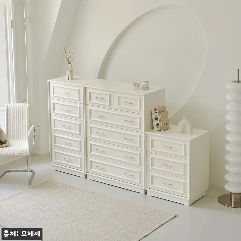 국내생산 웨인스코팅 하온 깊은 서랍장 900x450x1210mm, 5단, 밀크아이보리 206 국내생산 웨인스코팅 하온 깊은 서랍장 관련 이미지 6
