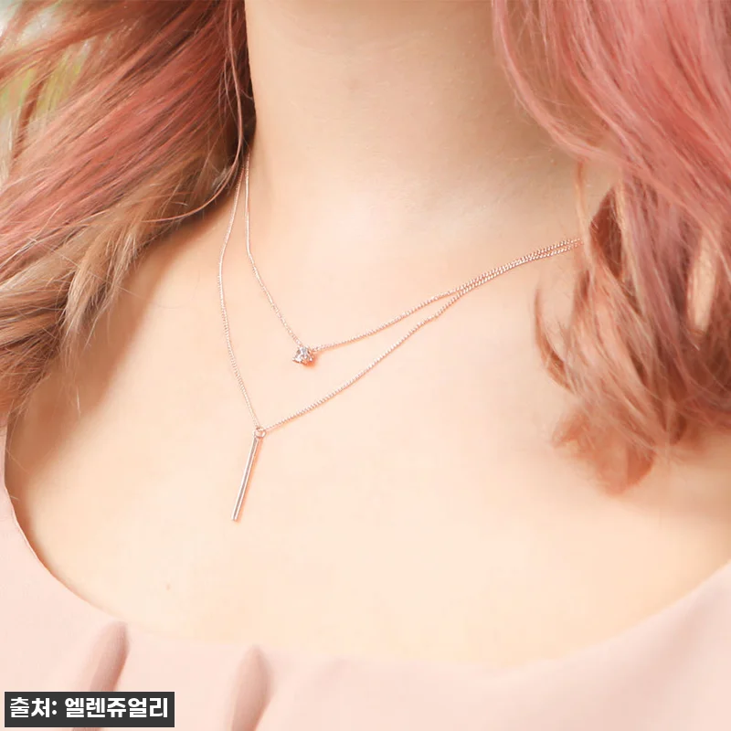 14K 블랑 레이어드 체인 두줄 체인 관련 이미지 1