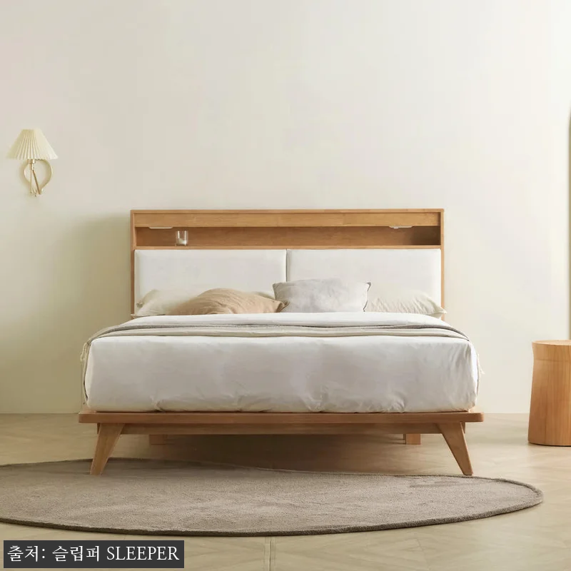 슬립퍼 스웨이드 원목 수납 침대프레임 관련 이미지 1