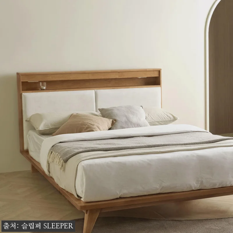 슬립퍼 스웨이드 원목 수납 침대프레임 관련 이미지 2