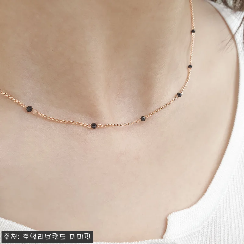 14K 브티닝 블랙스피넬 컷팅볼 초커 관련 이미지 2