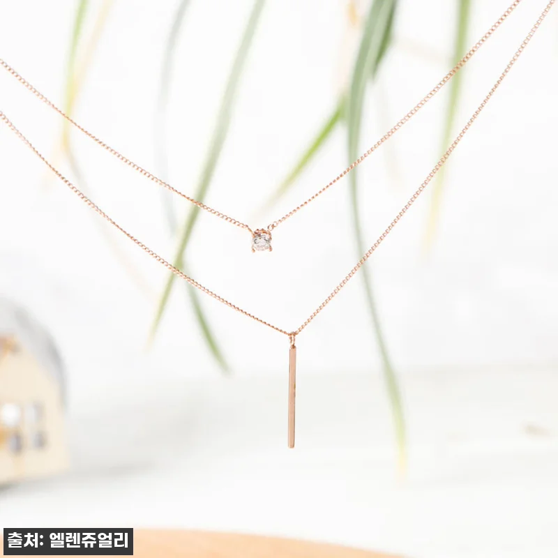 14K 블랑 레이어드 체인 두줄 체인 관련 이미지 3