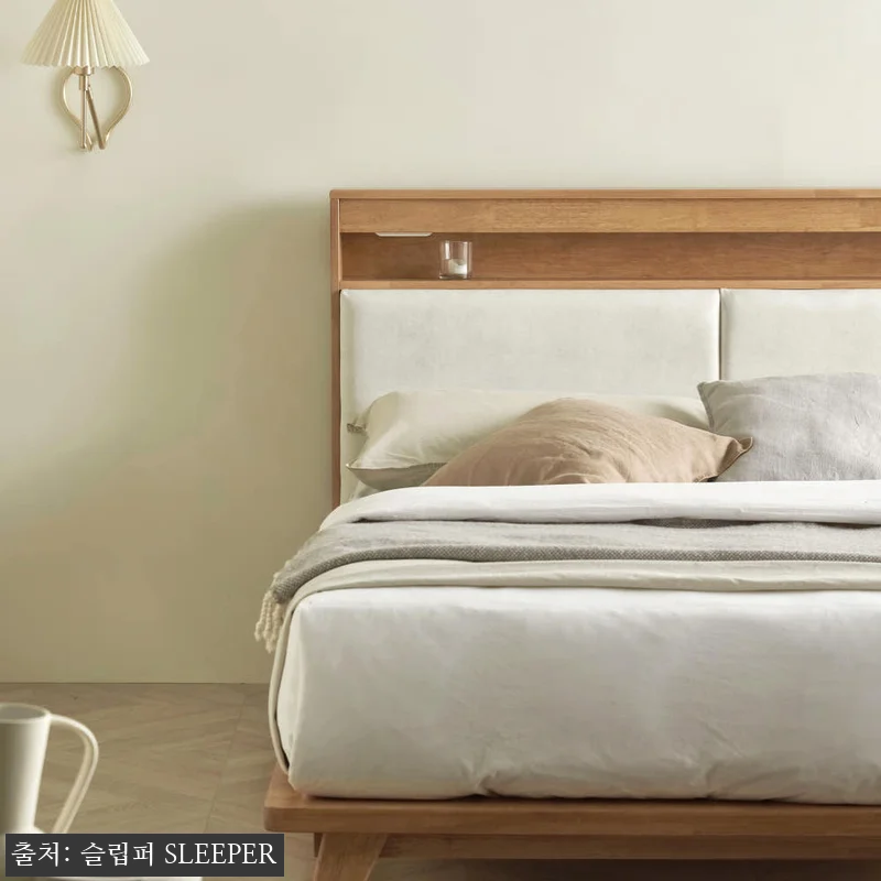 슬립퍼 스웨이드 원목 수납 침대프레임 관련 이미지 3