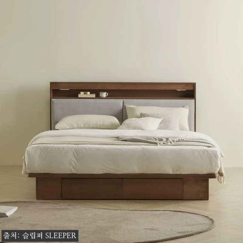 슬립퍼 스웨이드 원목 수납 침대프레임 관련 이미지 4