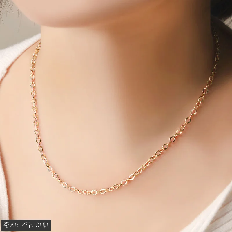 14K 18K 여자 로즈골드 데일리 볼드 할로우 4mm 아우라 체인 금목걸이, 45% 할인으로 눈여겨볼 이슈템 11 14K 18K 여자 로즈골드 데일리 관련 이미지 4